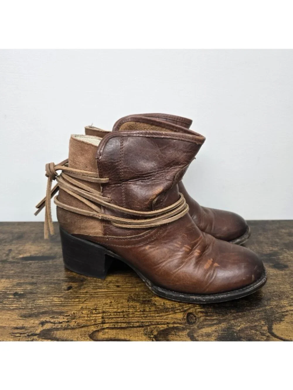 Freebird by Steven Casey Ankle Boots Women's Size 9 Brown Cognac Leather